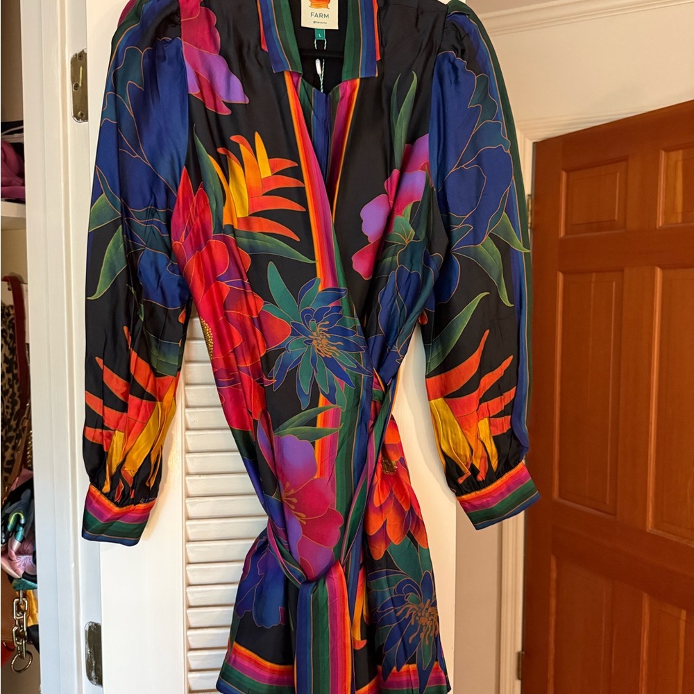 FARM Rio Colorful Floral Wrap Dress
